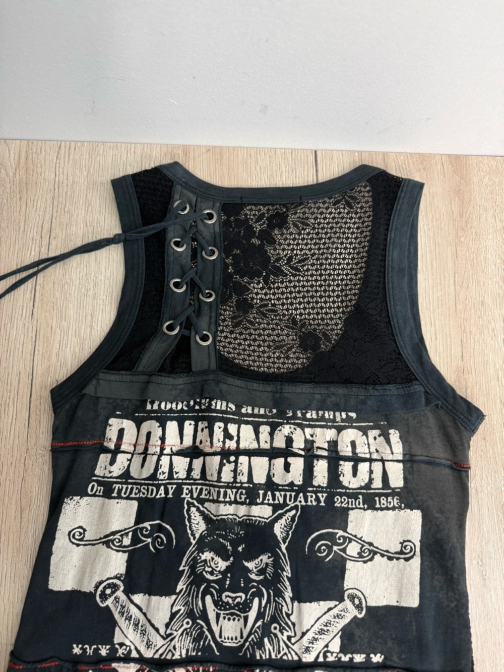 SALVAGE Sleeveless Black/Gray/White Graphic Lace up Tank Top Tunic Dress Sz S - Picture 13 of 14